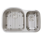 Nantucket Sinks - 31.5 Inch 70/30 Double bowl Undermount Stainless Steel Kitchen Sink, 16 Gauge - Brushed Satin