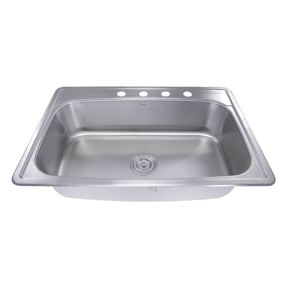 33 Inch Large Rectangle Single Bowl 18 Gauge Stainless Steel Drop In Kitchen Sink