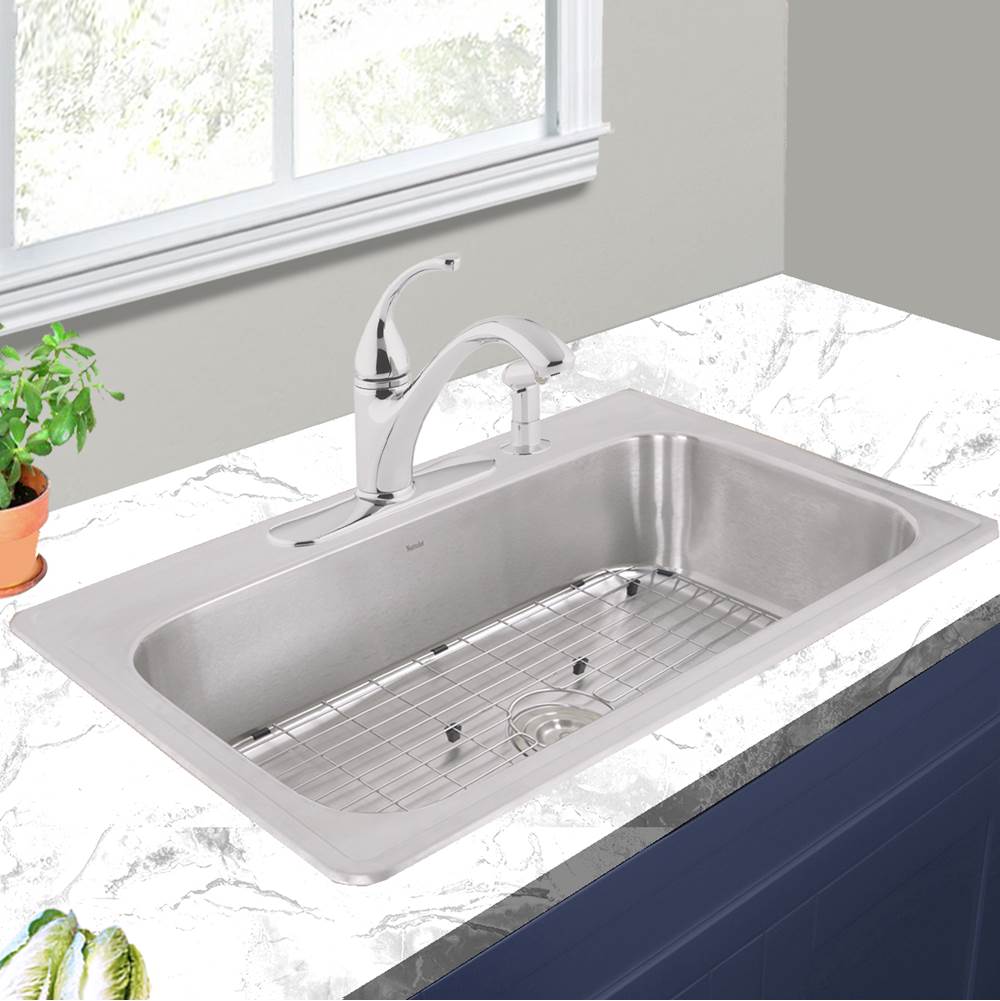 33 Inch Large Rectangle Single Bowl 18 Gauge Stainless Steel Drop In Kitchen Sink