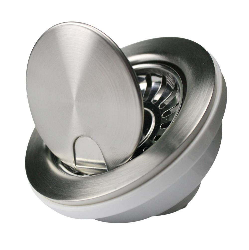 Nantucket Sinks - Flip Top Crumb Cup Inch Kitchen Drain - Brushed Satin