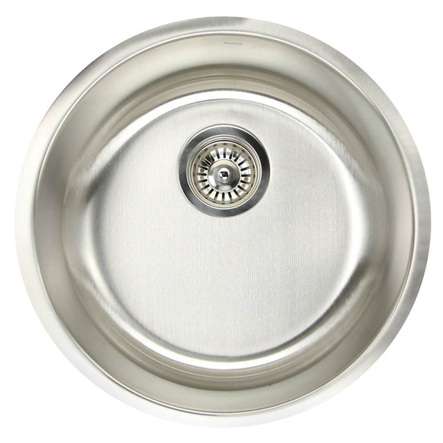 Nantucket Sinks - NS18- Round Undermount Stainless Steel Bar/Prep Sink, 18 Gauge - Brushed Satin