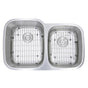 Nantucket Sinks - 60/40 Double Bowl 16 Gauge Kitchen Sink with Grids and Colander Drains - Brushed Satin