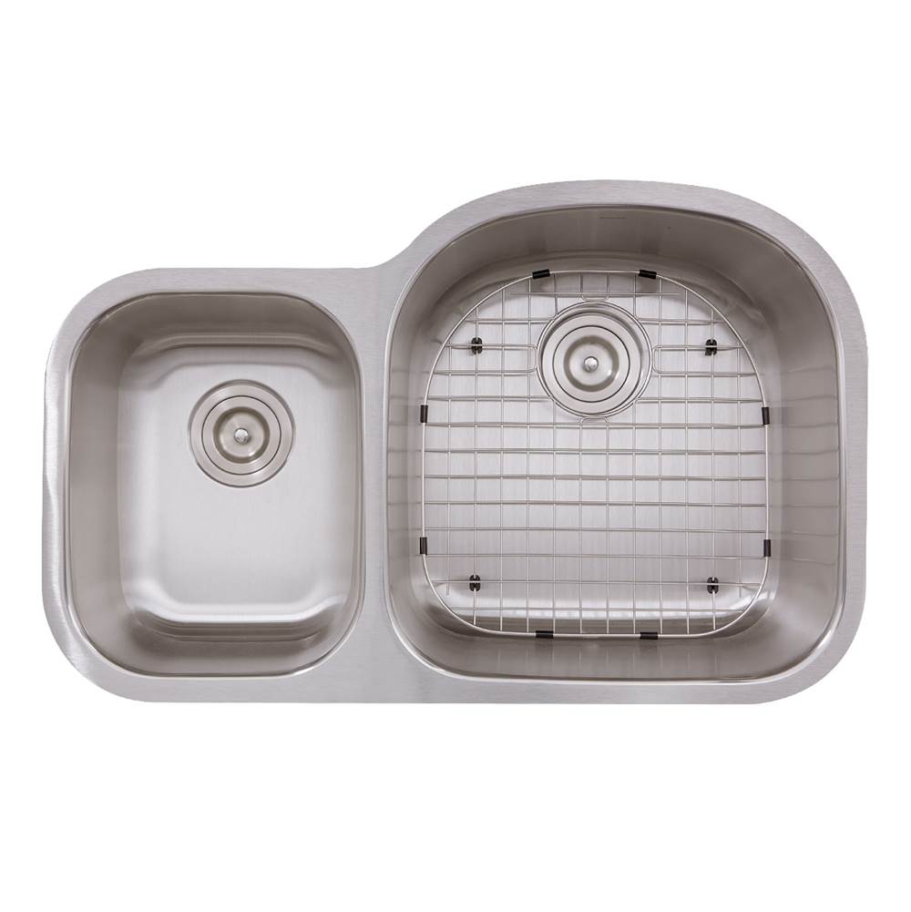 Nantucket Sinks - NS7030-16 - 32.5 Inch 70/30 Reverse Double bowl Undermount Stainless Steel Kitchen Sink, 16 Gauge - Brushed Satin
