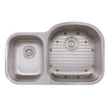 Nantucket Sinks - NS7030-16 - 32.5 Inch 70/30 Reverse Double bowl Undermount Stainless Steel Kitchen Sink, 16 Gauge - Brushed Satin