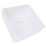 Nantucket Sinks - Square White Vessel Sink - Porcelain Enamel Glaze White