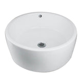 Nantucket Sinks - Round White Vessel Sink With Overflow - Porcelain Enamel Glaze White
