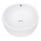 Round White Vessel Sink With Overflow