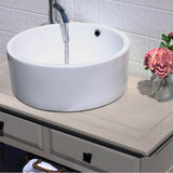 Round White Vessel Sink With Overflow