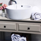 Round White Vessel Sink With Overflow
