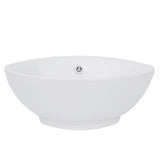 Nantucket Sinks - 17 Inch Round White Vessel Sink With Overflow - Porcelain Enamel Glaze White