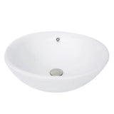 17 Inch Round White Vessel Sink With Overflow