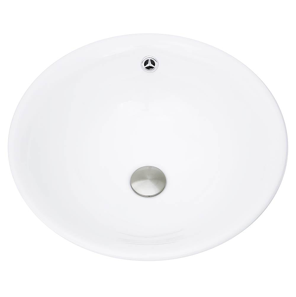 17 Inch Round White Vessel Sink With Overflow