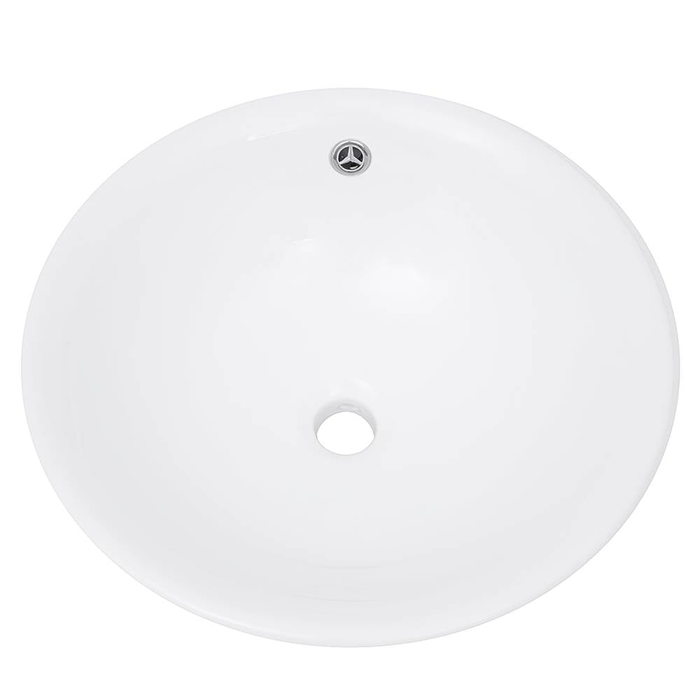 17 Inch Round White Vessel Sink With Overflow
