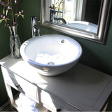 17 Inch Round White Vessel Sink With Overflow