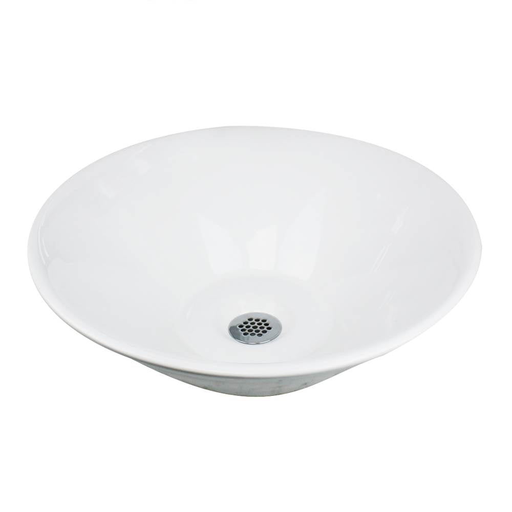 Nantucket Sinks - Round Low-Profile Vessel Sink - Porcelain Enamel Glaze White