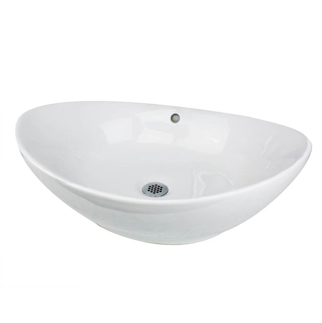 Nantucket Sinks - Oblong White Vessel Sink - Porcelain Enamel Glaze White