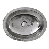 Nantucket Sinks - 17.5 Inch x 13.75 Inch Hand Hammered Stainless Steel Oval Undermount Bathroom Sink With Overflow - Polished Stainless Steel