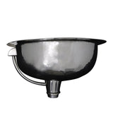 17.5 Inch x 13.75 Inch Hand Hammered Stainless Steel Oval Undermount Bathroom Sink With Overflow