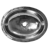 Nantucket Sinks - 17.75 Inch x 13.75 Inch Hand Hammered Stainless Steel Oval Undermount Bathroom Sink - Polished Stainless Steel