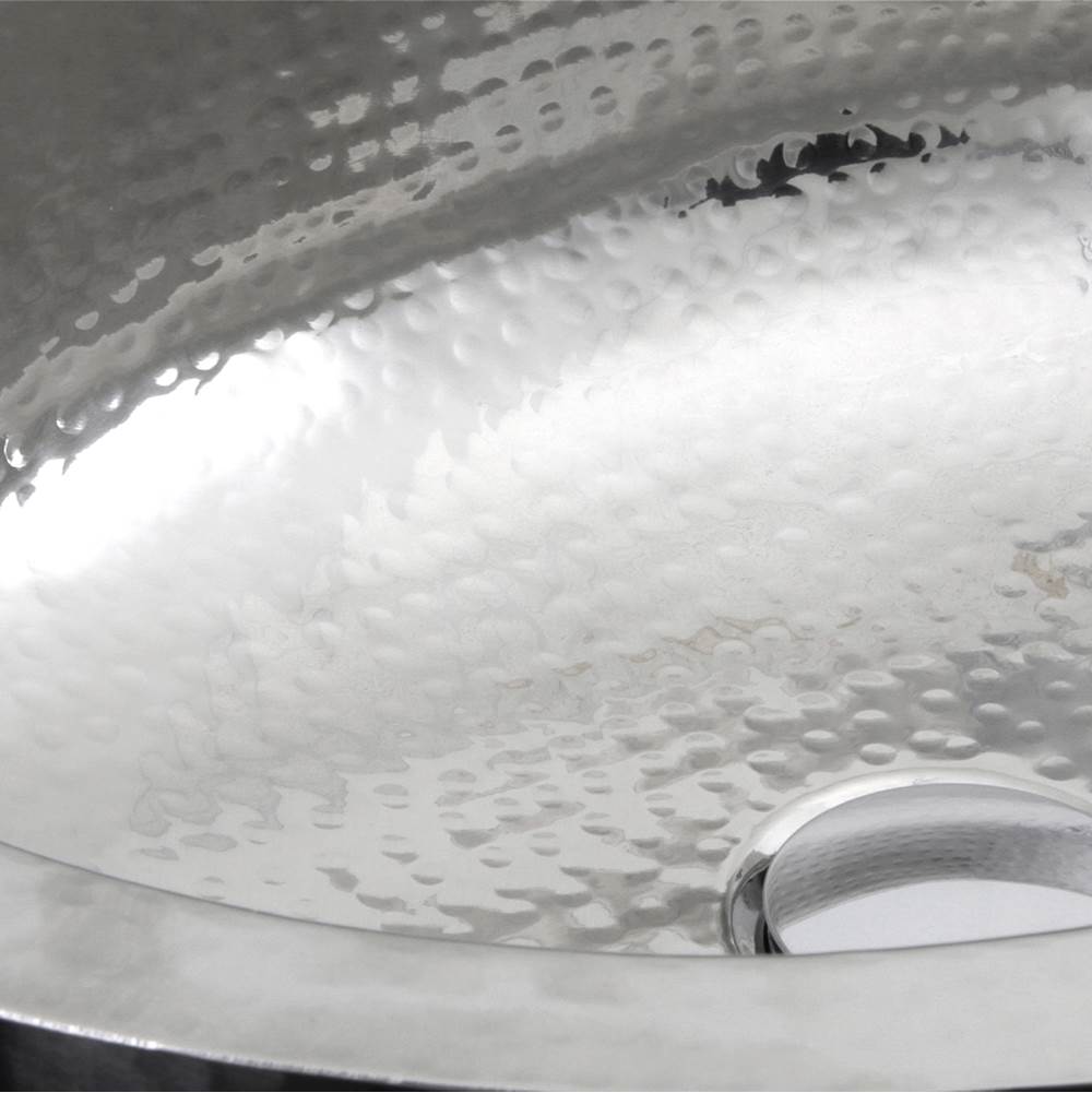 17.75 Inch x 13.75 Inch Hand Hammered Stainless Steel Oval Undermount Bathroom Sink