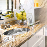 17.75 Inch x 13.75 Inch Hand Hammered Stainless Steel Oval Undermount Bathroom Sink