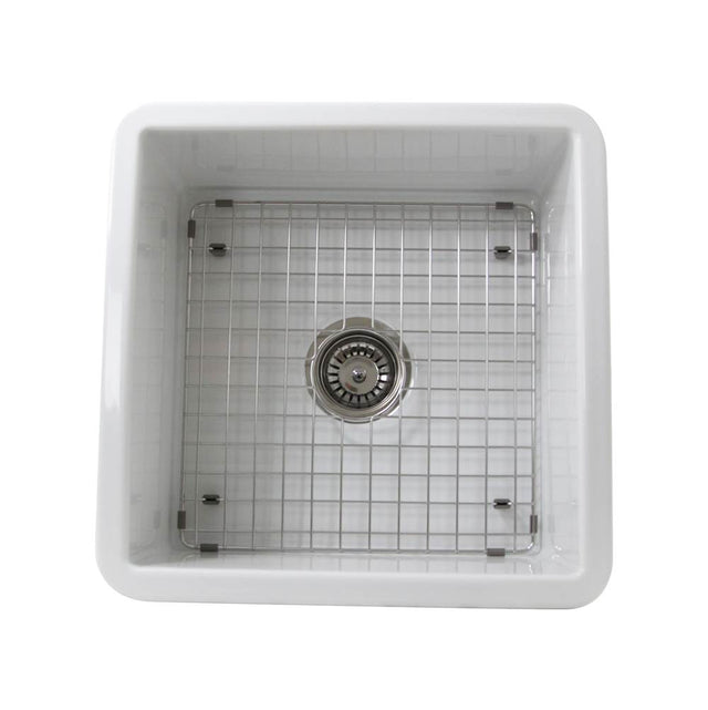 Nantucket Sinks - Orleans Collection 16 Inch Square Fireclay Kitchen Prep or Bar Sink - Porcelain Enamel Glaze White