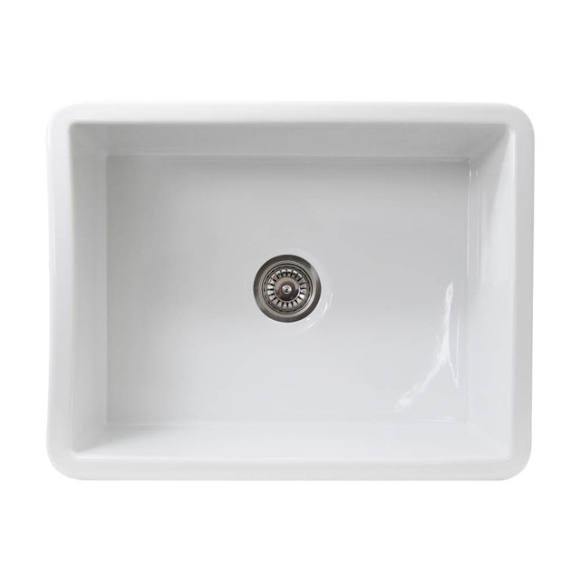 Nantucket Sinks - Orleans Collection Dualmount Fireclay Kitchen Sink - Porcelain Enamel Glaze White