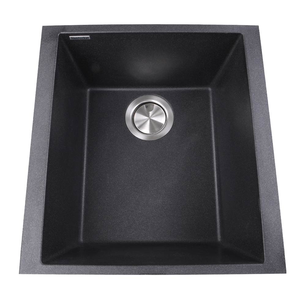 Nantucket Sinks - 17'' Single Bowl Undermount Granite Composite Bar-Prep Sink Black - Matte Black