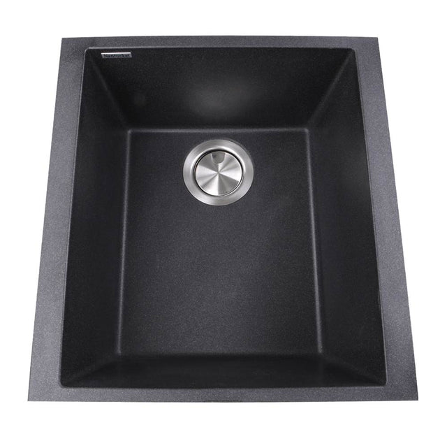 Nantucket Sinks - 17'' Single Bowl Undermount Granite Composite Bar-Prep Sink Black - Matte Black