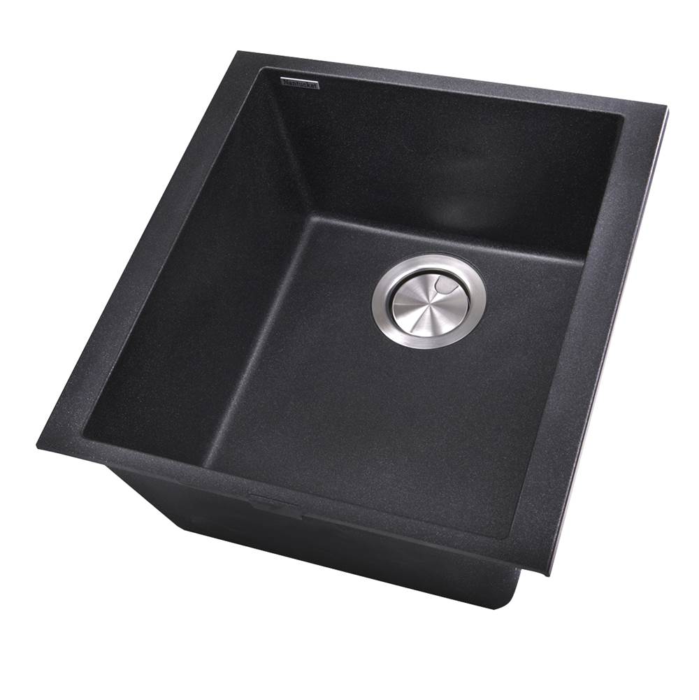 17'' Single Bowl Undermount Granite Composite Bar-Prep Sink Black