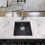 17'' Single Bowl Undermount Granite Composite Bar-Prep Sink Black