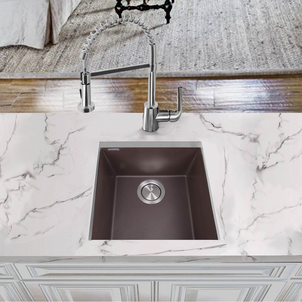 17'' Single Bowl Undermount Granite Composite Bar-Prep Sink Black