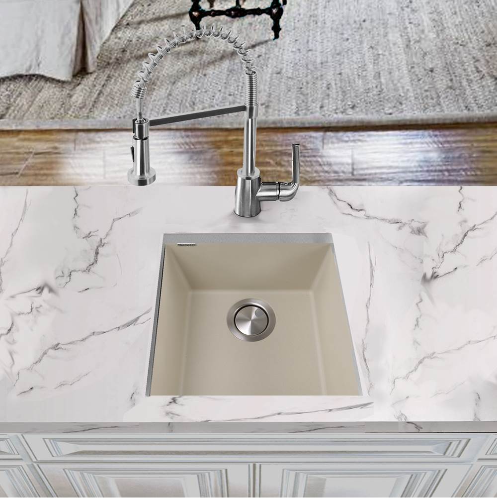 17'' Single Bowl Undermount Granite Composite Bar-Prep Sink Black
