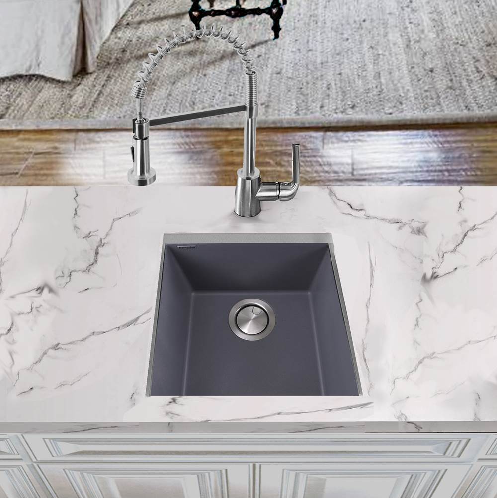 17'' Single Bowl Undermount Granite Composite Bar-Prep Sink Black