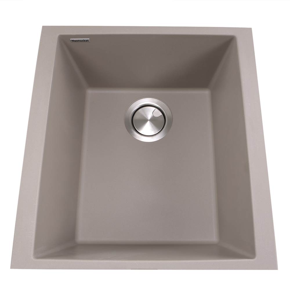 Nantucket Sinks - 17'' Single Bowl Undermount Granite Composite Bar-Prep Sink Truffle - Matte Truffle