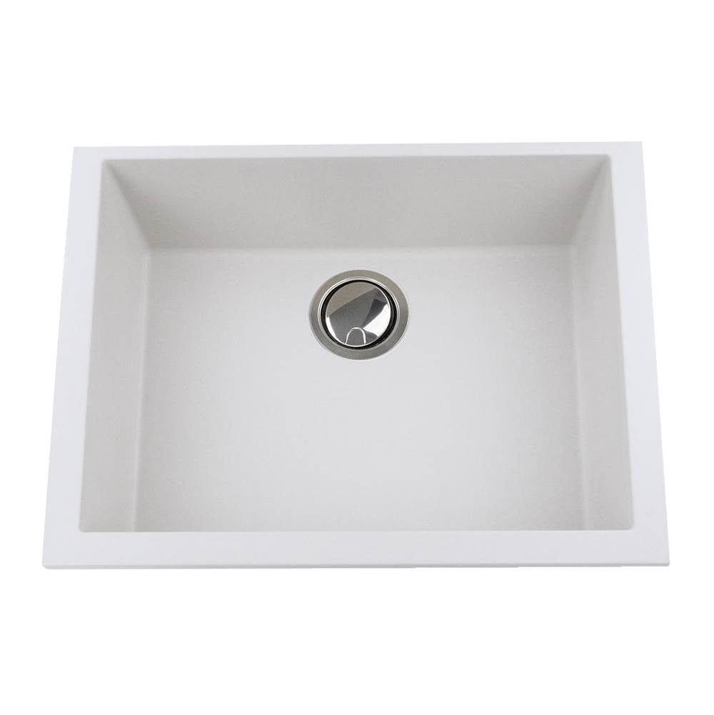 Nantucket Sinks - Small Single Bowl Undermount Granite Composite White - Matte White
