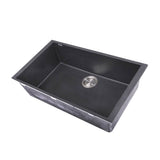 Large Single Bowl Undermount Granite Composite Black