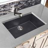 Large Single Bowl Undermount Granite Composite Black