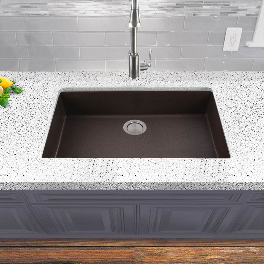 Large Single Bowl Undermount Granite Composite Black