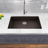 Large Single Bowl Undermount Granite Composite Black