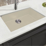 Large Single Bowl Undermount Granite Composite Black