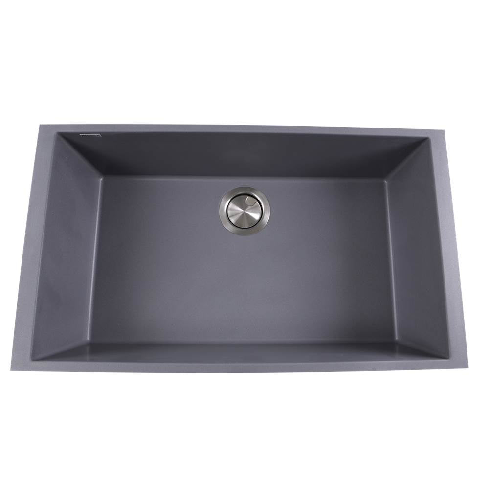 Nantucket Sinks - Large Single Bowl Undermount Granite Composite Truffle - Matte Titanium Grey