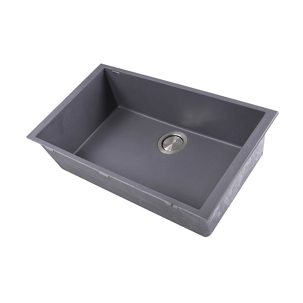 Large Single Bowl Undermount Granite Composite Black