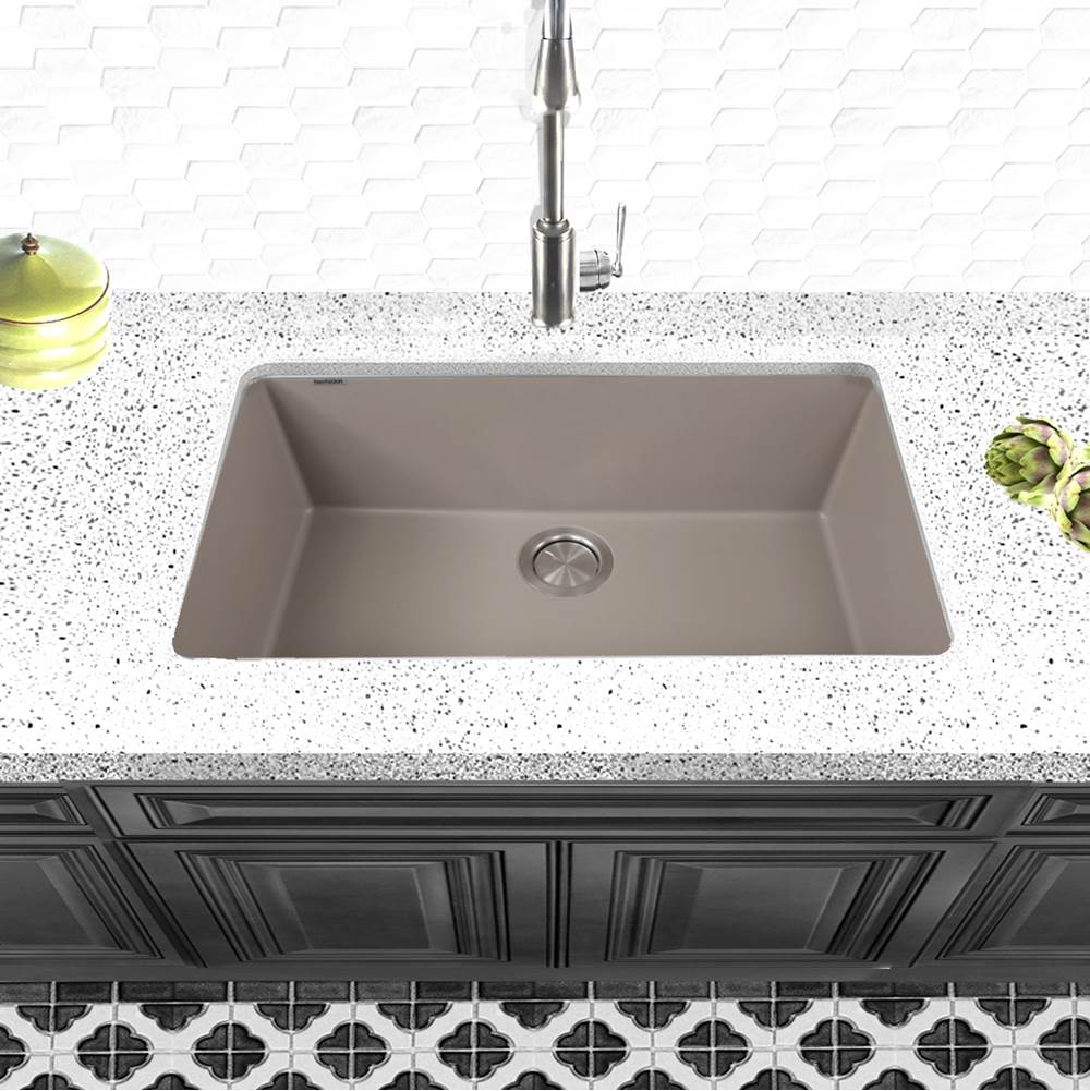 Large Single Bowl Undermount Granite Composite Black