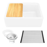 Nantucket Sinks - 30''X20'' GRANITE COMPOSITE APRON FARMHOUSE SINK - Matte White