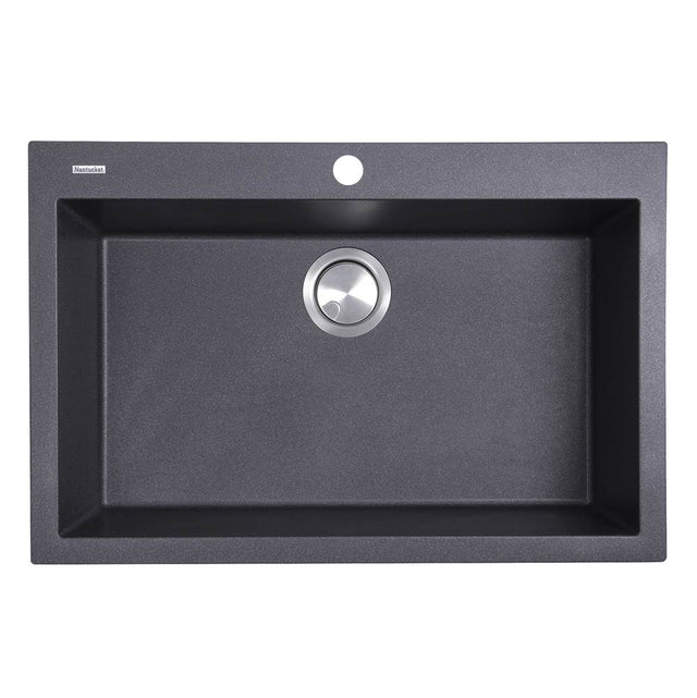 Nantucket Sinks - Large Single Bowl Dual-mount Granite Composite Black - Matte Black