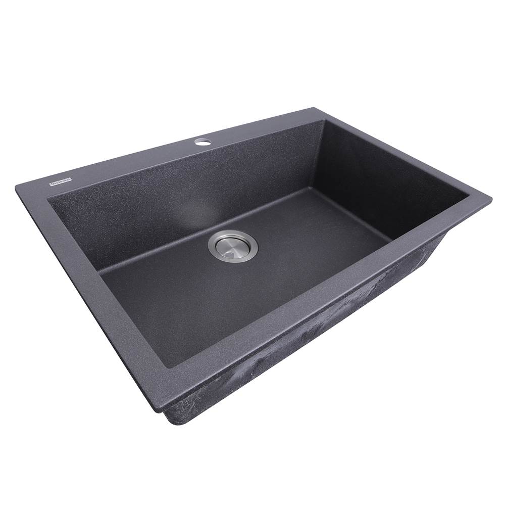 Large Single Bowl Dual-mount Granite Composite Black