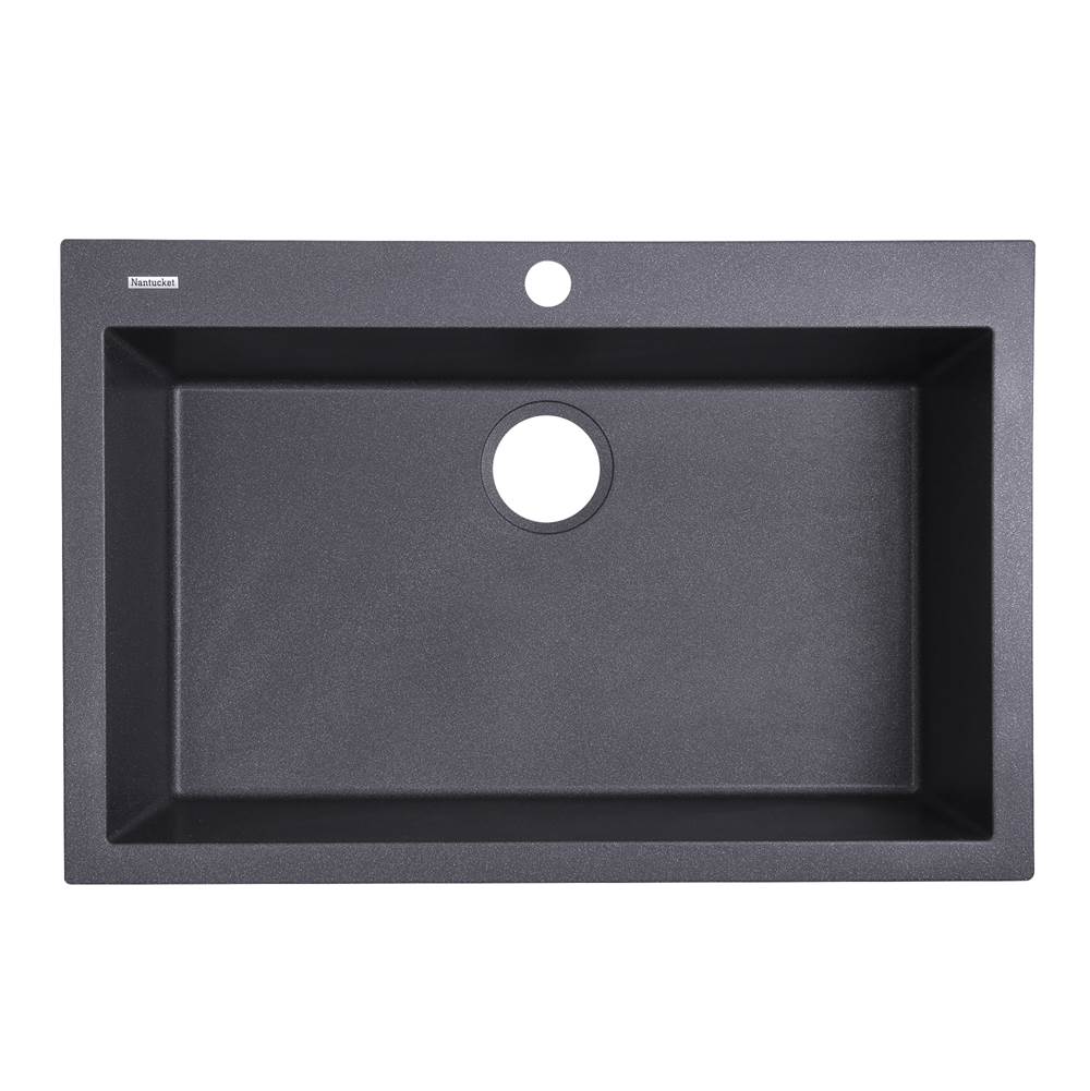 Large Single Bowl Dual-mount Granite Composite Black
