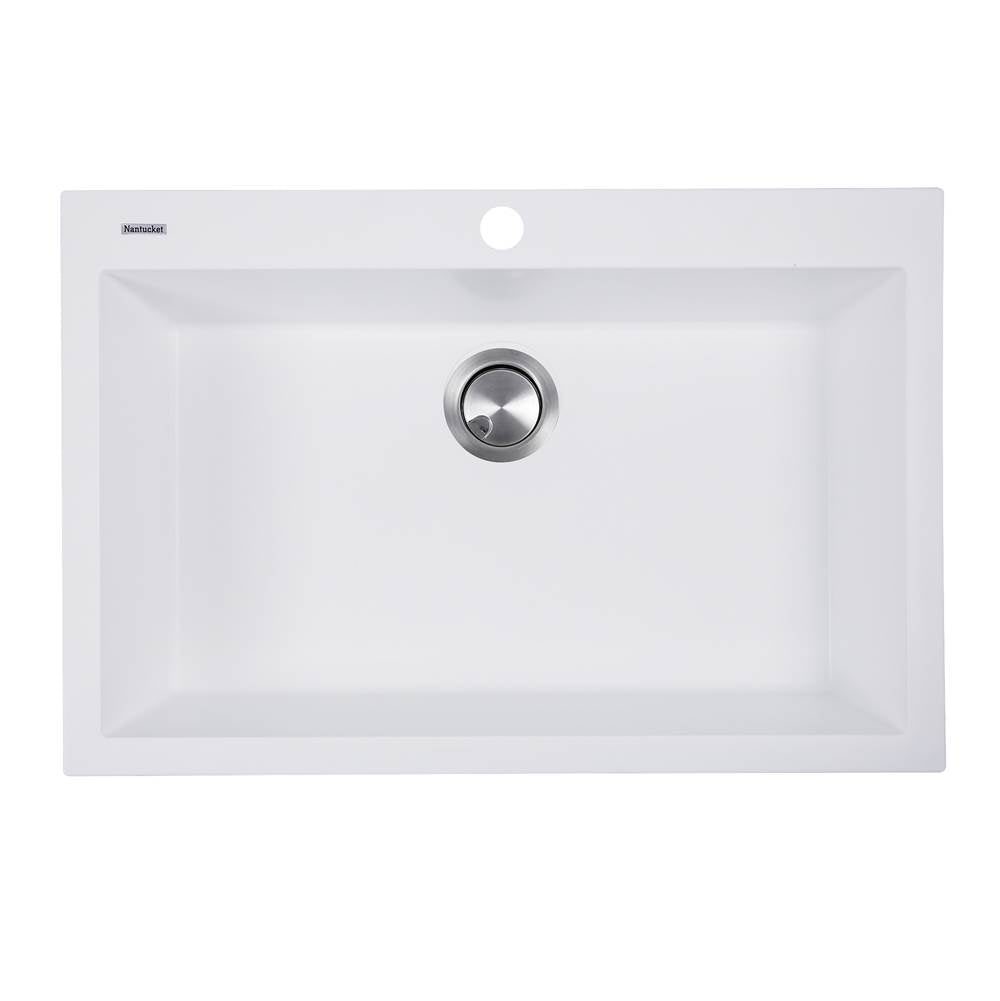 Nantucket Sinks - Large Single Bowl Dual-mount Granite Composite White - Matte White