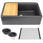 Nantucket Sinks - 33''X20'' GRANITE COMPOSITE APRON FARMHOUSE SINK - Matte Black With Metallic Flecks